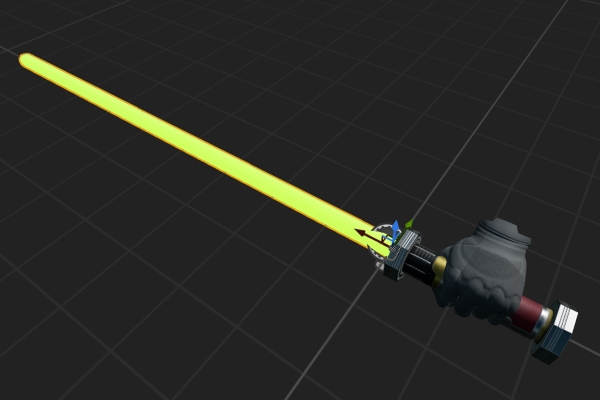 Editting the grip pose of a light sabre object in Unreal Engine